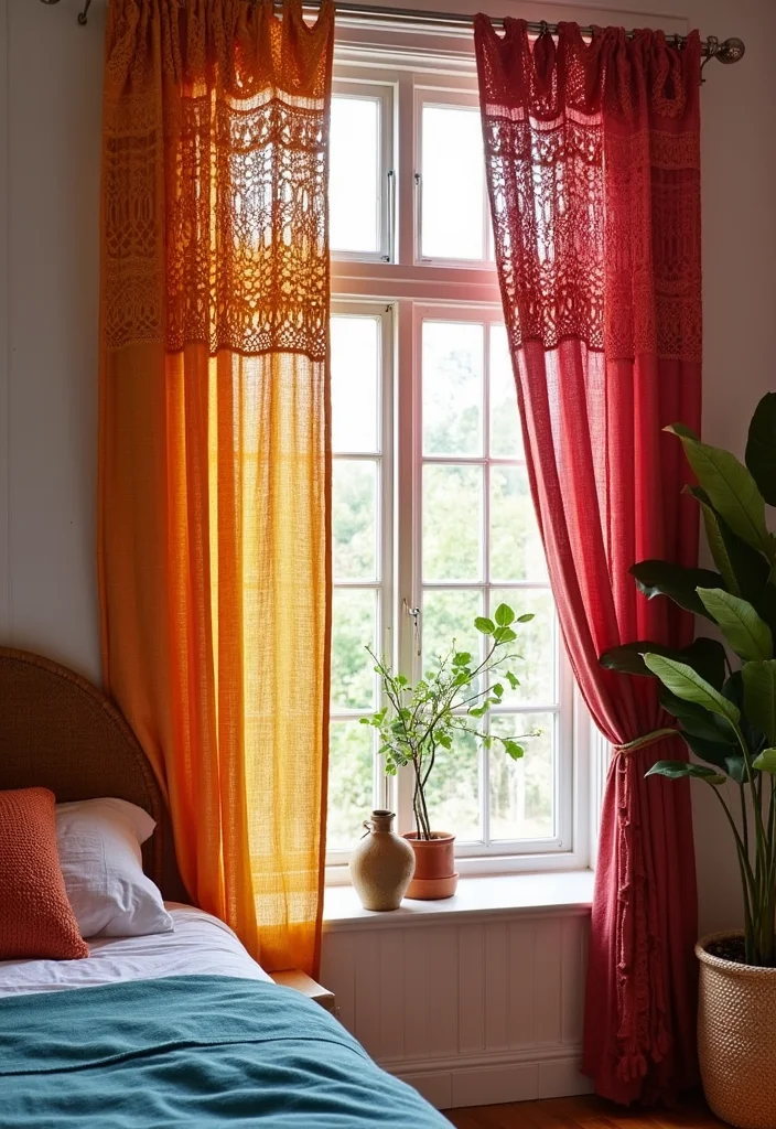 12 Guest Room Curtain Ideas for Cozy Welcoming Style 83 12 Guest Room Curtain Ideas for Cozy Welcoming Style - 9. Colorful Macrame Curtains