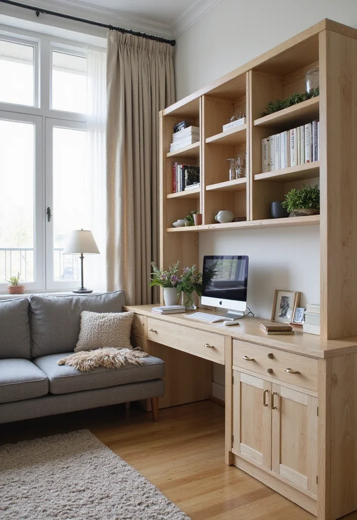 12 Home Office Ideas With Couch for Relaxed Multi Use Spaces 100 12 Home Office Ideas With Couch for Relaxed Multi Use Spaces - 10. Smart Storage Solutions