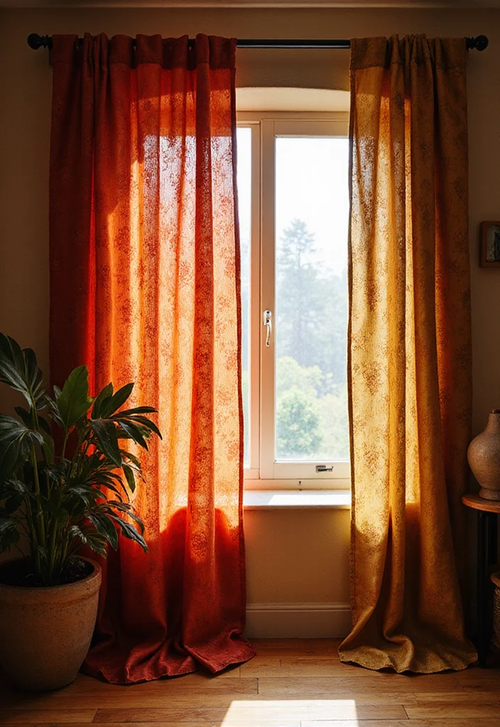 12 Indian Curtain Ideas for Vibrant Cultural Patterns 12 12 Indian Curtain Ideas for Vibrant Cultural Patterns - 2. Silk Sari Inspired Drapes