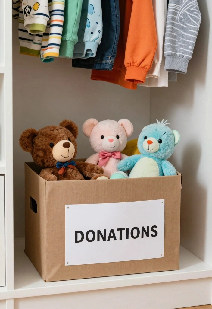 12 Kids Closet Organization Ideas to Keep Clothes and Toys Tidy 122 12 Kids Closet Organization Ideas to Keep Clothes and Toys Tidy - 12. Sustainable Donations Box 1