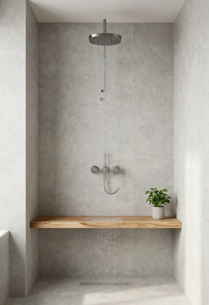 12 Large Tile Shower Ideas for a Spacious Modern Bathroom 1. Spa Inspired Minimalism 0