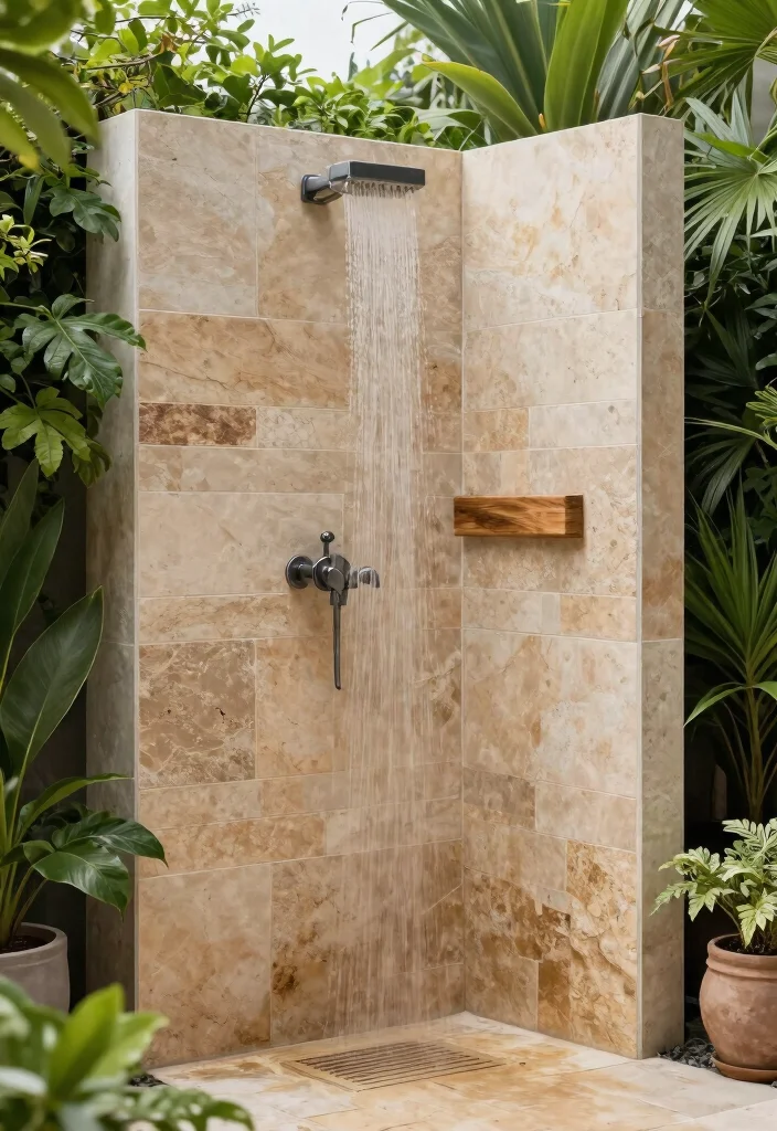 12 Large Tile Shower Ideas for a Spacious Modern Bathroom 10. Outdoor Inspired Showers 0