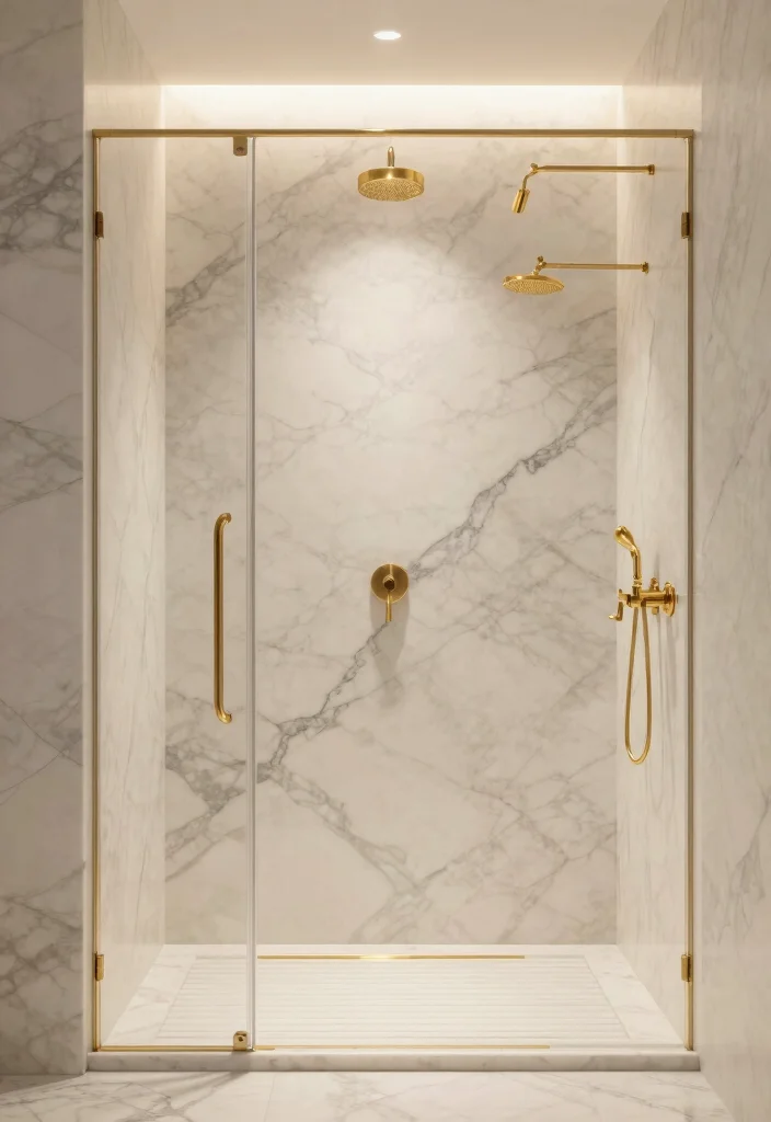 12 Large Tile Shower Ideas for a Spacious Modern Bathroom 8. Luxurious Marble 0