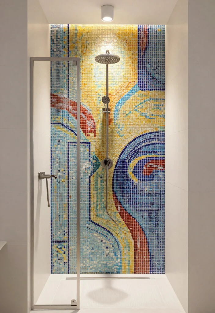 12 Large Tile Shower Ideas for a Spacious Modern Bathroom 9. Mosaic Accents 0