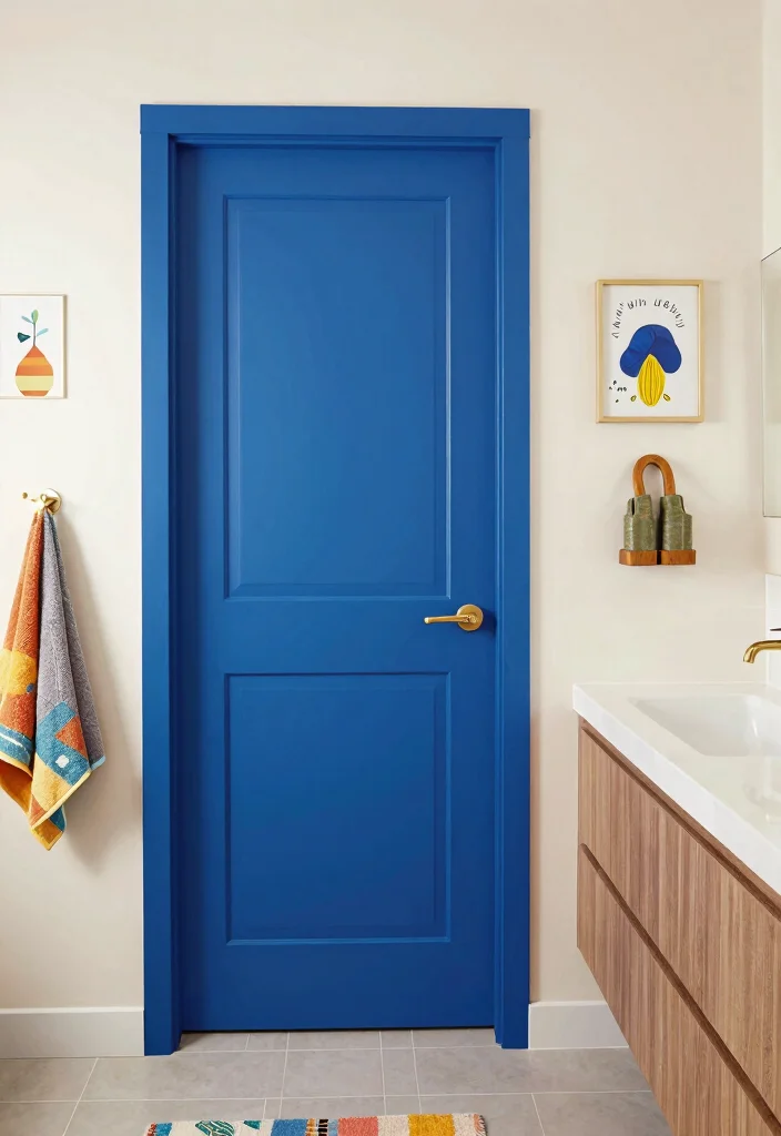 12 Modern Bathroom Door Ideas That Elevate Small Spaces 12. Bold Color Statements 0