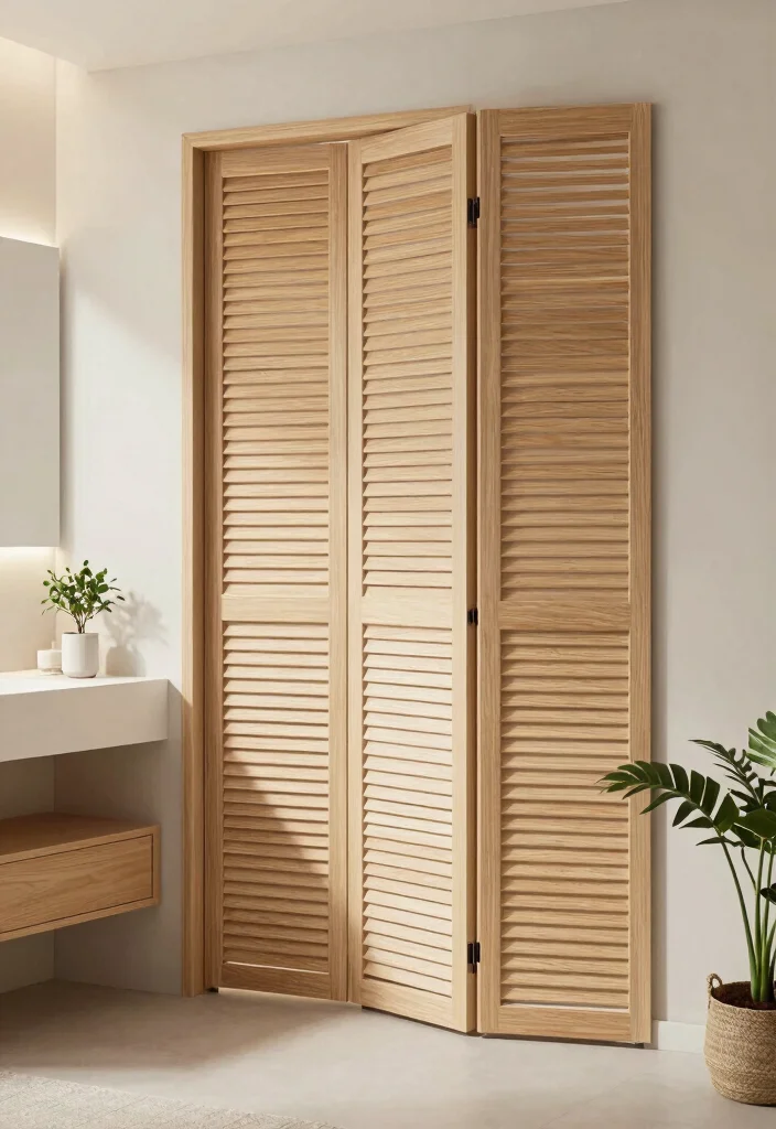12 Modern Bathroom Door Ideas That Elevate Small Spaces 8. Folding Shutter Doors 0