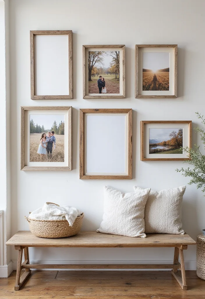 12 Modern Farmhouse Wall Decor Ideas for Warm Updated Charm 1 12 Modern Farmhouse Wall Decor Ideas for Warm Updated Charm - 1. Rustic Wood Frame Gallery Wall