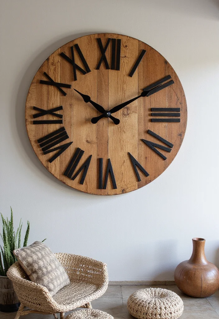 12 Modern Farmhouse Wall Decor Ideas for Warm Updated Charm 100 12 Modern Farmhouse Wall Decor Ideas for Warm Updated Charm - 10. Oversized Clock Decor