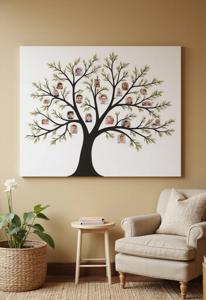 12 Modern Farmhouse Wall Decor Ideas for Warm Updated Charm 89 12 Modern Farmhouse Wall Decor Ideas for Warm Updated Charm - 9. Family Tree Wall Art