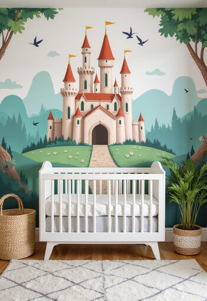12 Nursery Wall Decor Ideas for Soft Playful Themes 23 12 Nursery Wall Decor Ideas for Soft Playful Themes - 3. Playful Wallpaper Murals