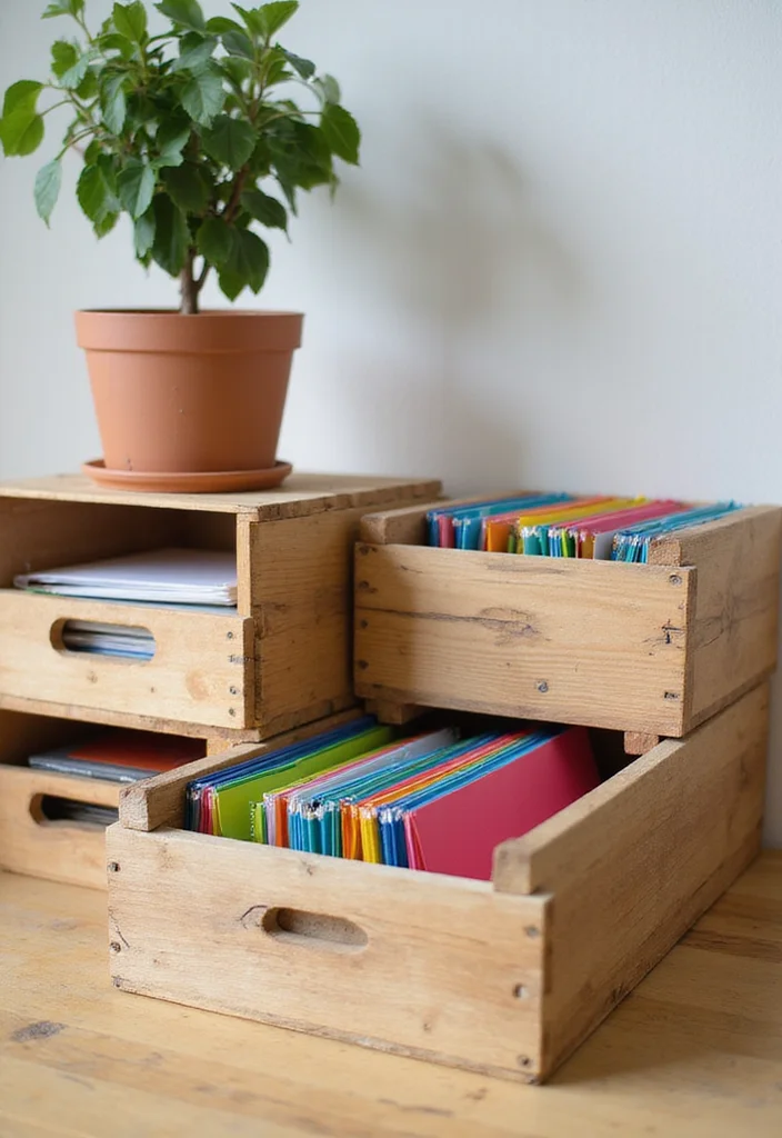 12 Office File Storage Ideas for Efficient Paper Organization 1 12 Office File Storage Ideas for Efficient Paper Organization - 1. Upcycled Wooden Crates