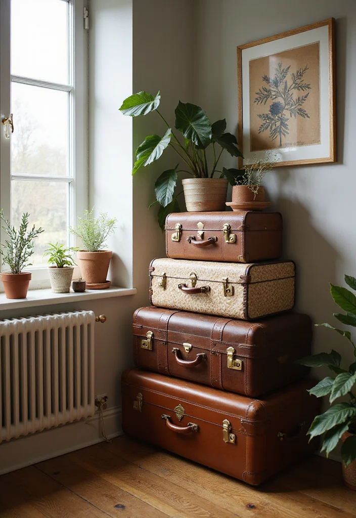 12 Office File Storage Ideas for Efficient Paper Organization 89 12 Office File Storage Ideas for Efficient Paper Organization - 9. Vintage Suitcases