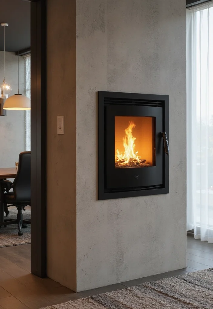 12 Office Fireplace Ideas for Warm Professional Comfort 23 12 Office Fireplace Ideas for Warm Professional Comfort - 3. Wall-Mounted Fireplaces for Space Saving