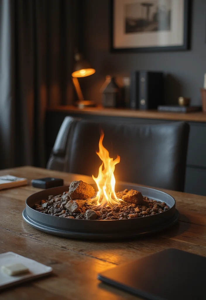 12 Office Fireplace Ideas for Warm Professional Comfort 78 12 Office Fireplace Ideas for Warm Professional Comfort - 8. Tabletop Fireplaces for Small Spaces