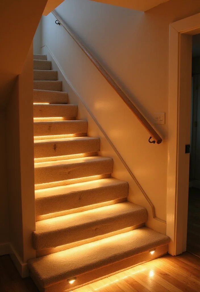 12 Open Basement Staircase Ideas for Bright Airy Style 100 12 Open Basement Staircase Ideas for Bright Airy Style - 10. Lighted Staircase