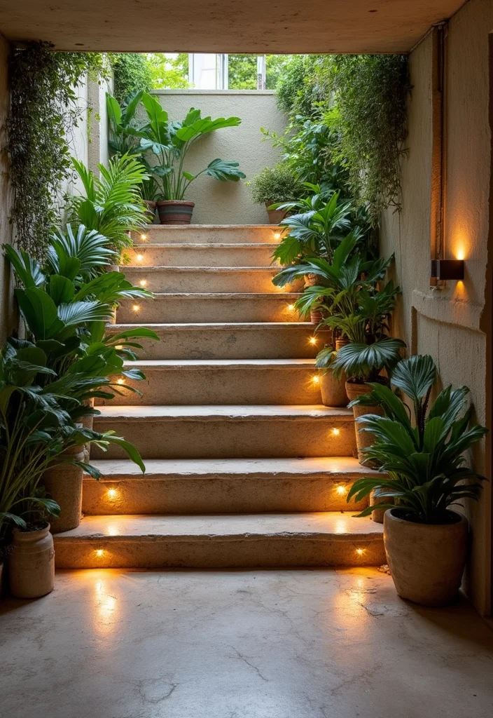 12 Open Basement Staircase Ideas for Bright Airy Style 34 12 Open Basement Staircase Ideas for Bright Airy Style - 4. Natural Stone Steps