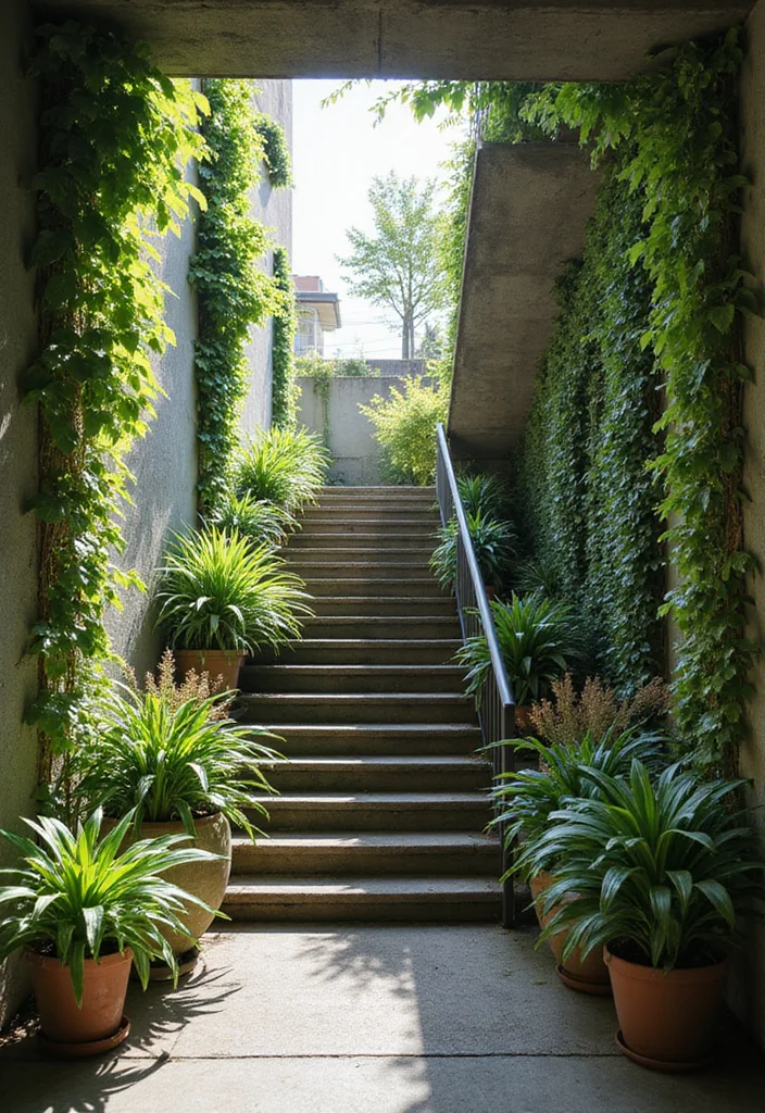 12 Open Basement Staircase Ideas for Bright Airy Style 78 12 Open Basement Staircase Ideas for Bright Airy Style - 8. Vertical Garden Steps