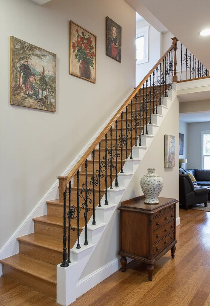 12 Open Basement Staircase Ideas for Bright Airy Style 89 12 Open Basement Staircase Ideas for Bright Airy Style - 9. Artistic Railing Designs