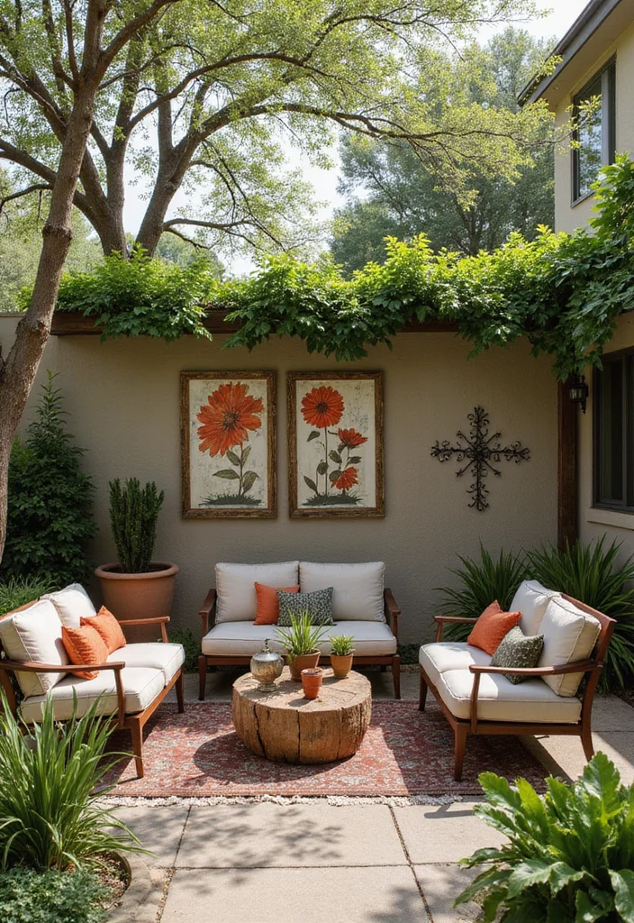 12 Patio Wall Decor Ideas for Outdoor Visual Interest 12 12 Patio Wall Decor Ideas for Outdoor Visual Interest - 2. Nature-Inspired Artwork