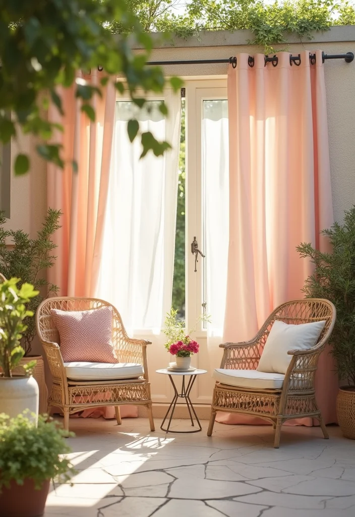 12 Patio Window Curtain Ideas for Breezy Outdoor Privacy 122 12 Patio Window Curtain Ideas for Breezy Outdoor Privacy - 12. Peaceful Pastel Hues