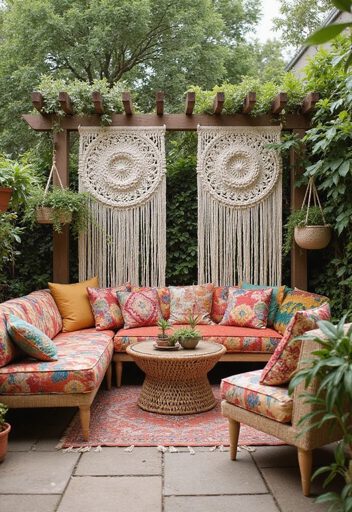 12 Patio Window Curtain Ideas for Breezy Outdoor Privacy 12 12 Patio Window Curtain Ideas for Breezy Outdoor Privacy - 2. Boho Macrame Magic