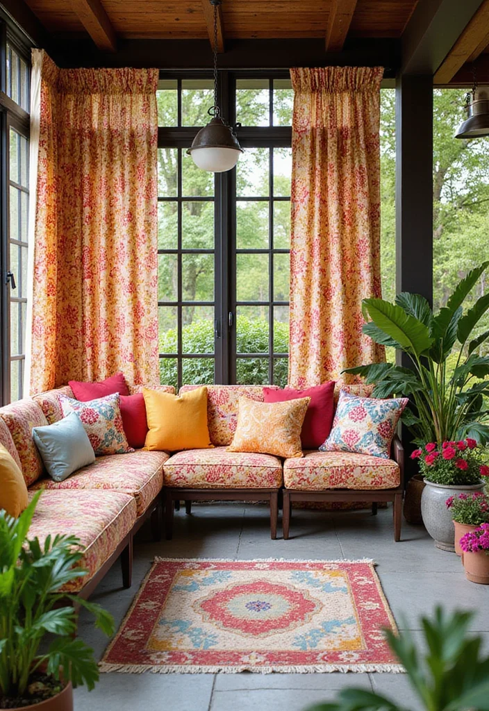 12 Patio Window Curtain Ideas for Breezy Outdoor Privacy 34 12 Patio Window Curtain Ideas for Breezy Outdoor Privacy - 4. Funky Patterned Fabrics