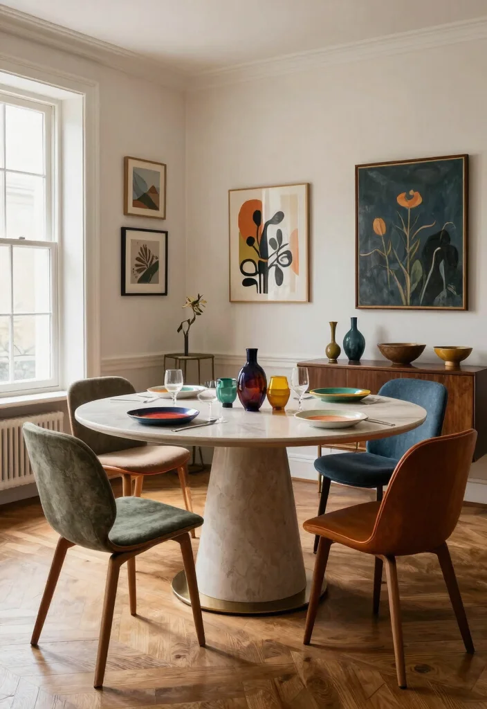 12 Round Dining Table Ideas for Better Flow and Seating 11. Merging Styles 0