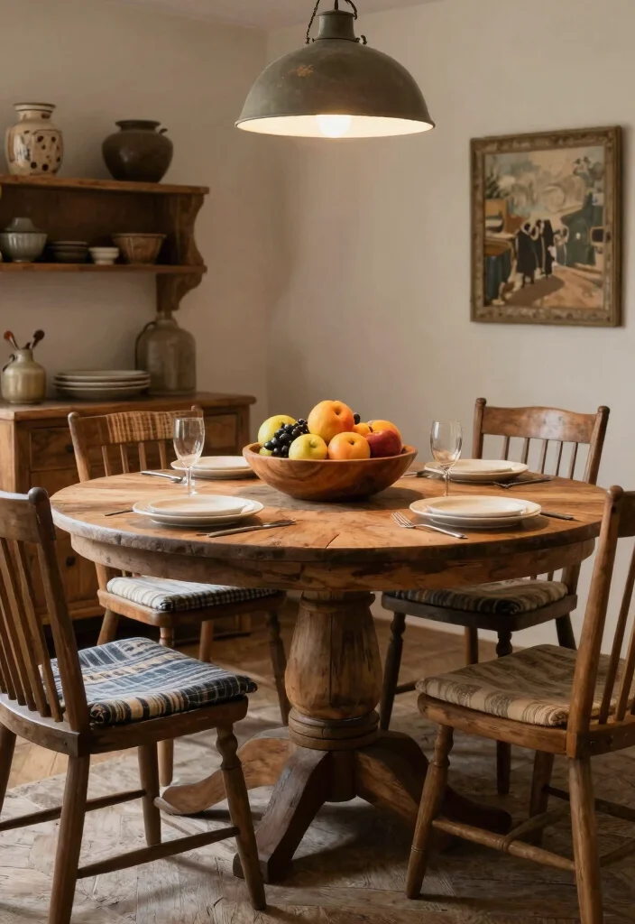 12 Round Dining Table Ideas for Better Flow and Seating 3. Farmhouse Flair 0
