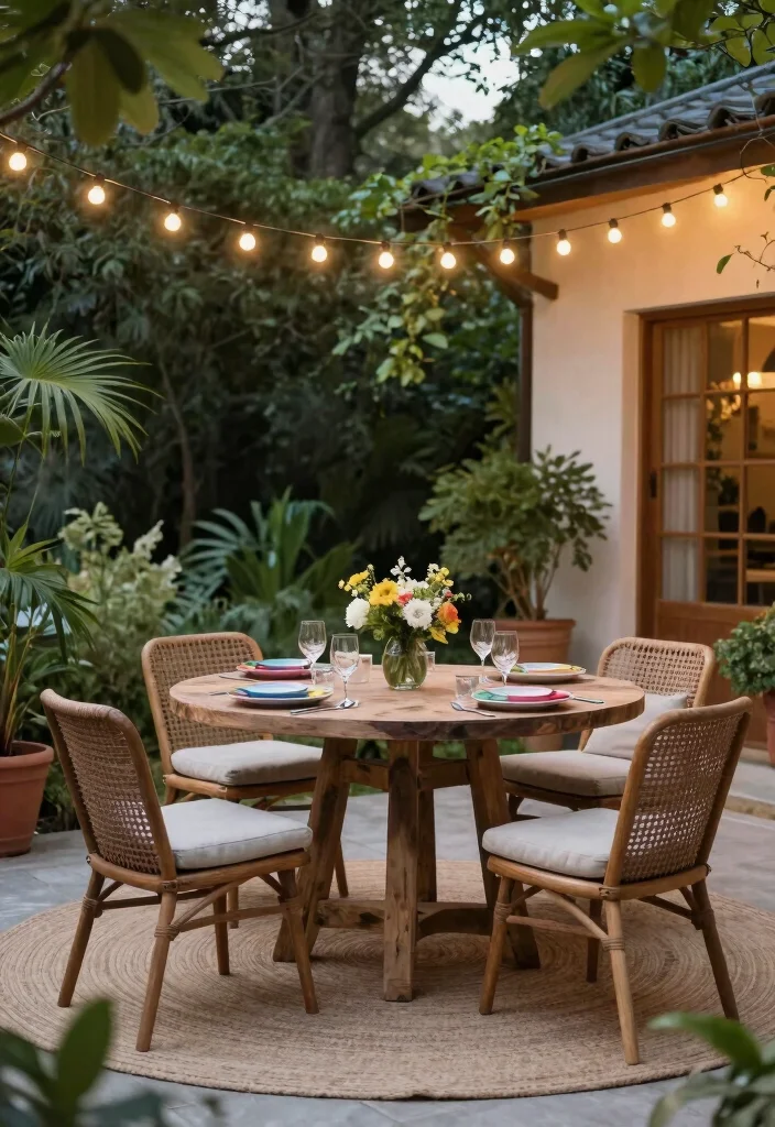 12 Round Dining Table Ideas for Better Flow and Seating 7. Outdoor Round Retreat 0
