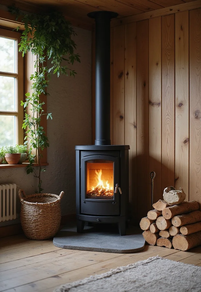 12 Scandinavian Fireplace Ideas for Minimal Warm Texture 12 12 Scandinavian Fireplace Ideas for Minimal Warm Texture - 2. Wood-burning Stoves