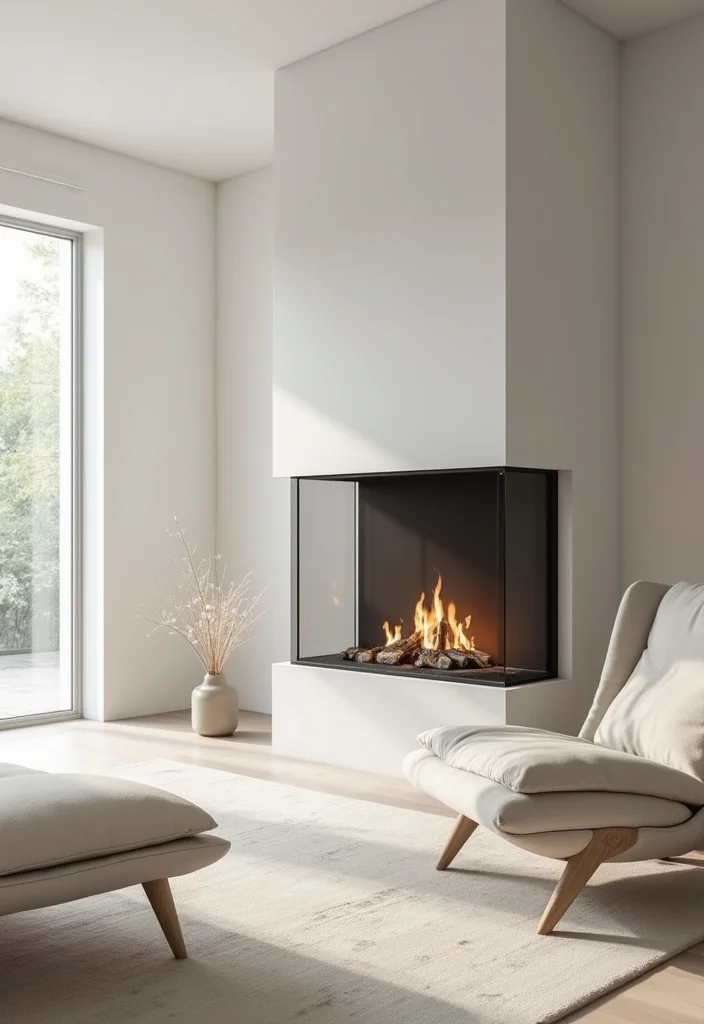 12 Scandinavian Fireplace Ideas for Minimal Warm Texture 30 12 Scandinavian Fireplace Ideas for Minimal Warm Texture - 4. Modern Fireplaces with Glass Surrounds