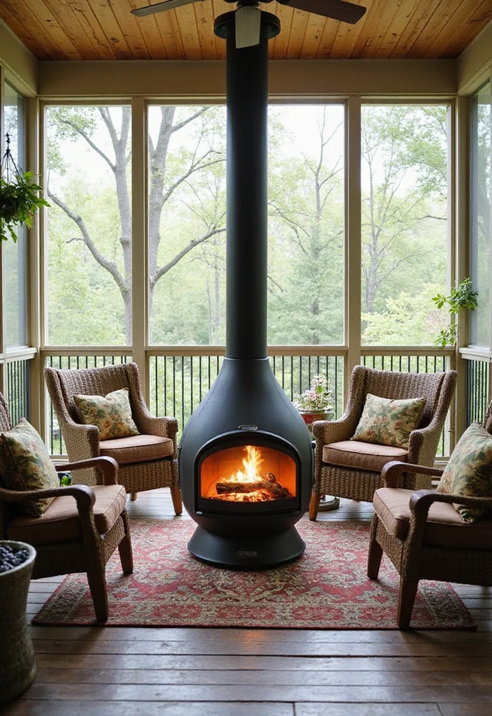 12 Screen Porch Fireplace Ideas for Cozy Outdoor Living 122 12 Screen Porch Fireplace Ideas for Cozy Outdoor Living - 12. Portable Outdoor Fireplace