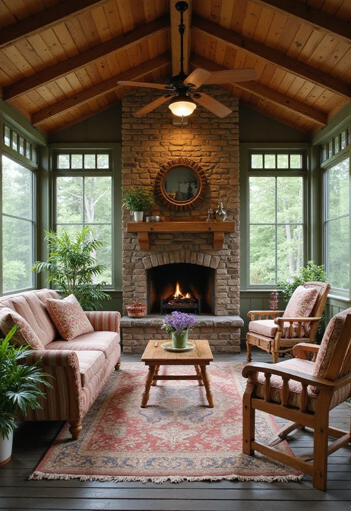 12 Screen Porch Fireplace Ideas for Cozy Outdoor Living 45 12 Screen Porch Fireplace Ideas for Cozy Outdoor Living - 5. Vintage-Style Fireplaces