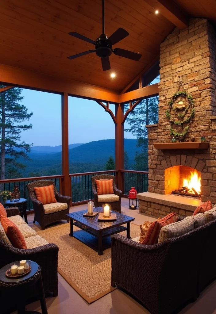 12 Screen Porch Fireplace Ideas for Cozy Outdoor Living 67 12 Screen Porch Fireplace Ideas for Cozy Outdoor Living - 7. Outdoor Fireplace with a View