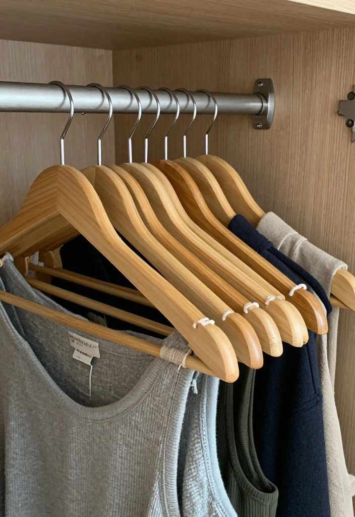 12 Small Bedroom Closet Organization Ideas for Clothing Storage 2. Invest in Sustainable Hangers 0