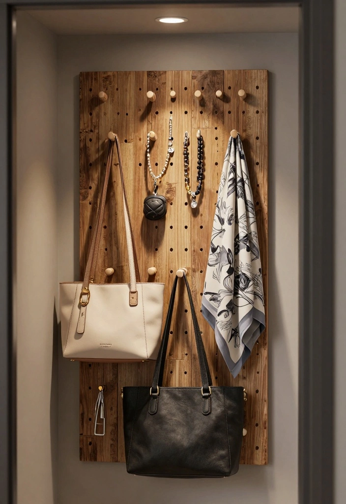 12 Small Bedroom Closet Organization Ideas for Clothing Storage 6. Incorporate Hooks and Pegboards 0