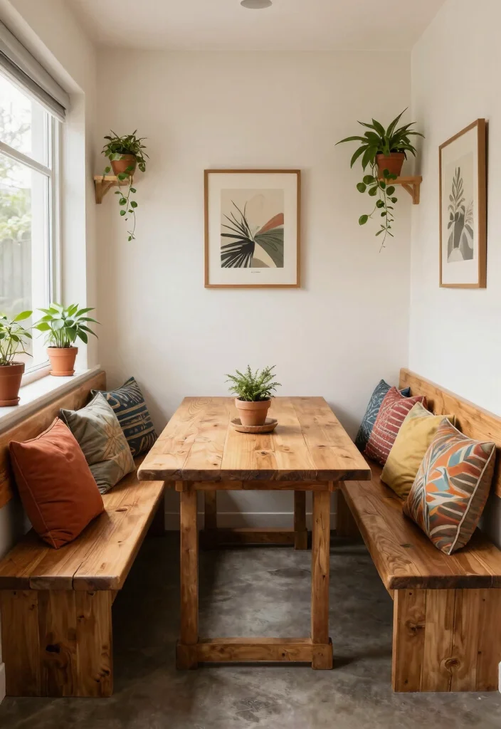 12 Small Dining Table Ideas for Cozy Functional Spaces 8. Bench Seating for Space Efficiency 0