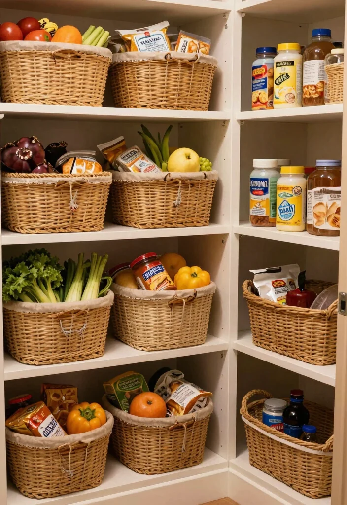 12 Small Kitchen Pantry Ideas That Improve Everyday Storage - 11. Smart Use of Baskets 1