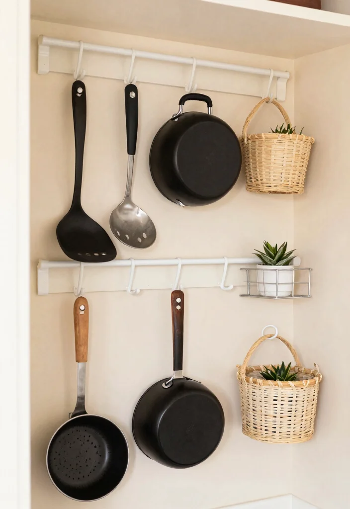 12 Small Kitchen Pantry Ideas That Improve Everyday Storage - 3. Utilize Vertical Space with Hooks 1