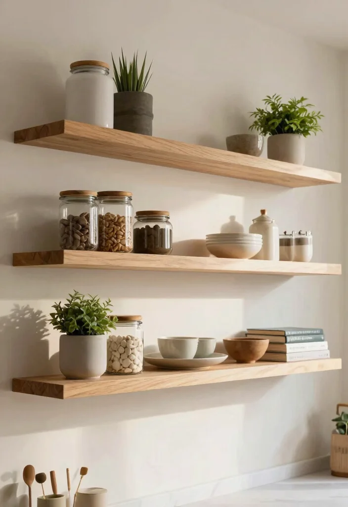 12 Small Kitchen Pantry Ideas That Improve Everyday Storage - 8. Floating Shelves for Decorative Storage 1