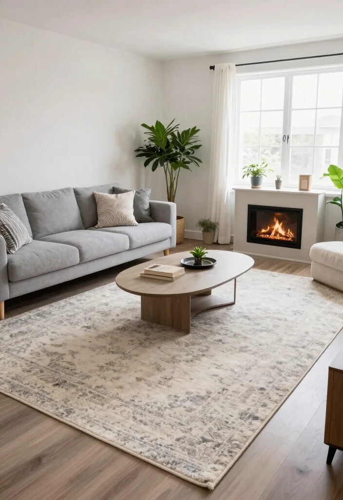 12 Small Living Room Ideas with Fireplace That Feel Open 10. Create Zones with Rugs 0