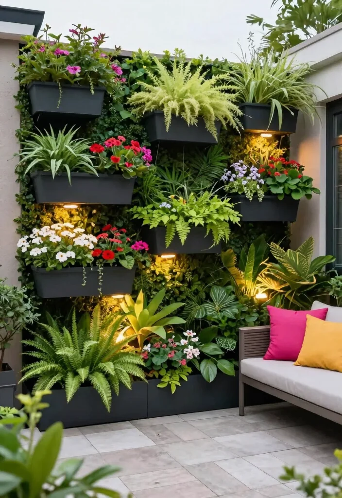 12 Small Paver Patio Ideas Perfect for Compact Yards - 3. Vertical Garden Integration 1