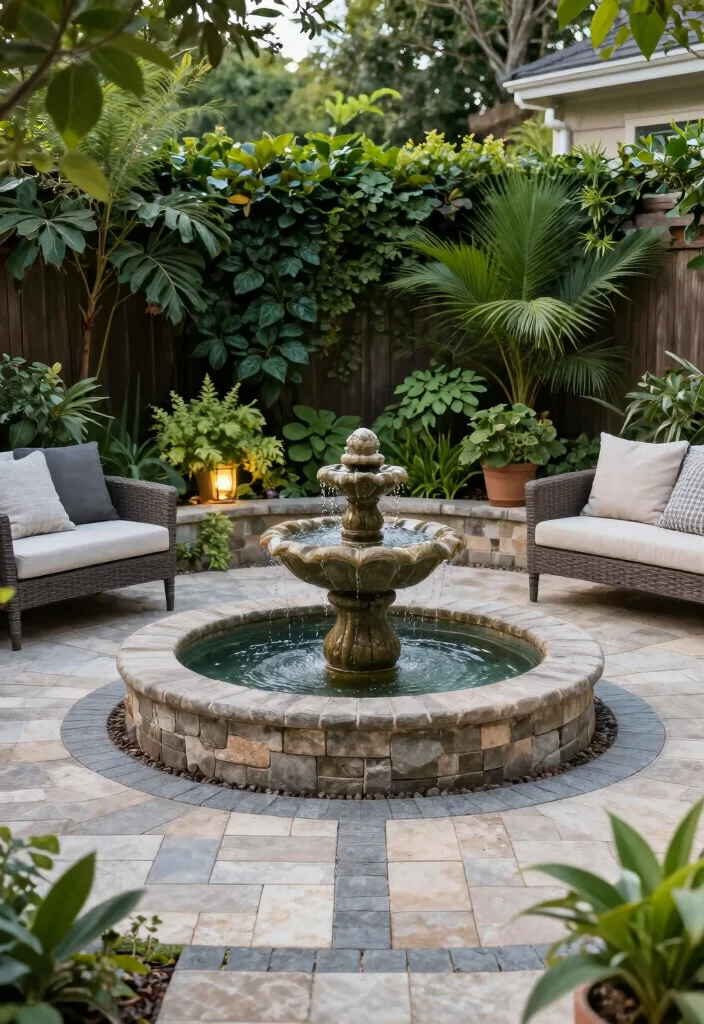 12 Small Paver Patio Ideas Perfect for Compact Yards - 8. Incorporating Water Features 1