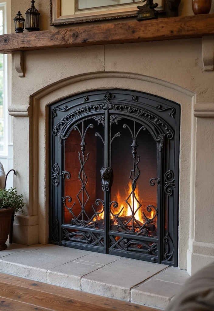 12 Spanish Fireplace Ideas for Bold Rustic Mediterranean Style 100 12 Spanish Fireplace Ideas for Bold Rustic Mediterranean Style - 10. Unique Fireplace Screens