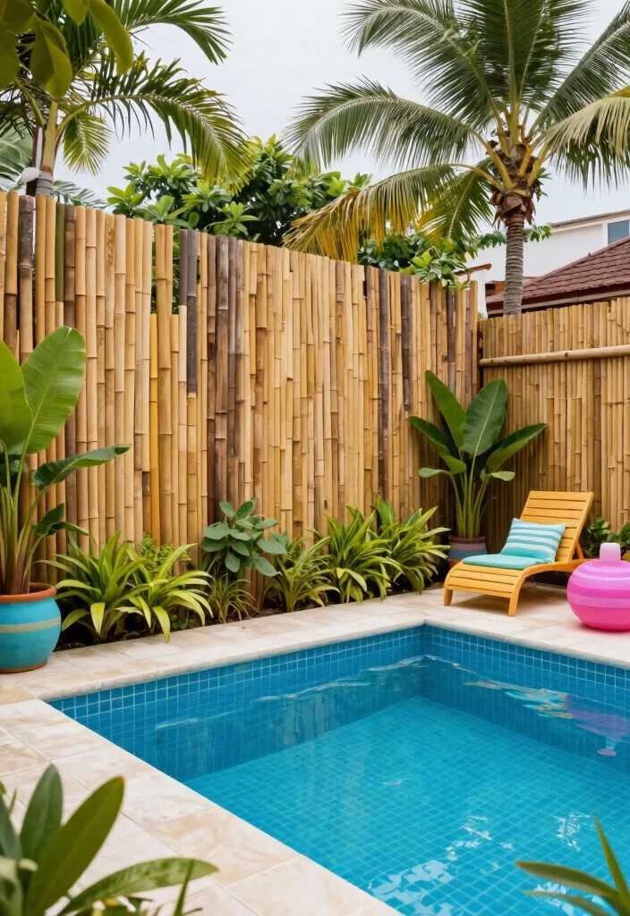 12 Swimming Pool Fence Ideas That Are Safe and Stylish 5. Bamboo Fencing 0