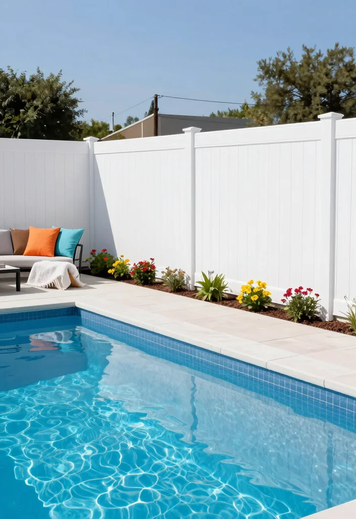 12 Swimming Pool Fence Ideas That Are Safe and Stylish 6. Vinyl Fencing 0