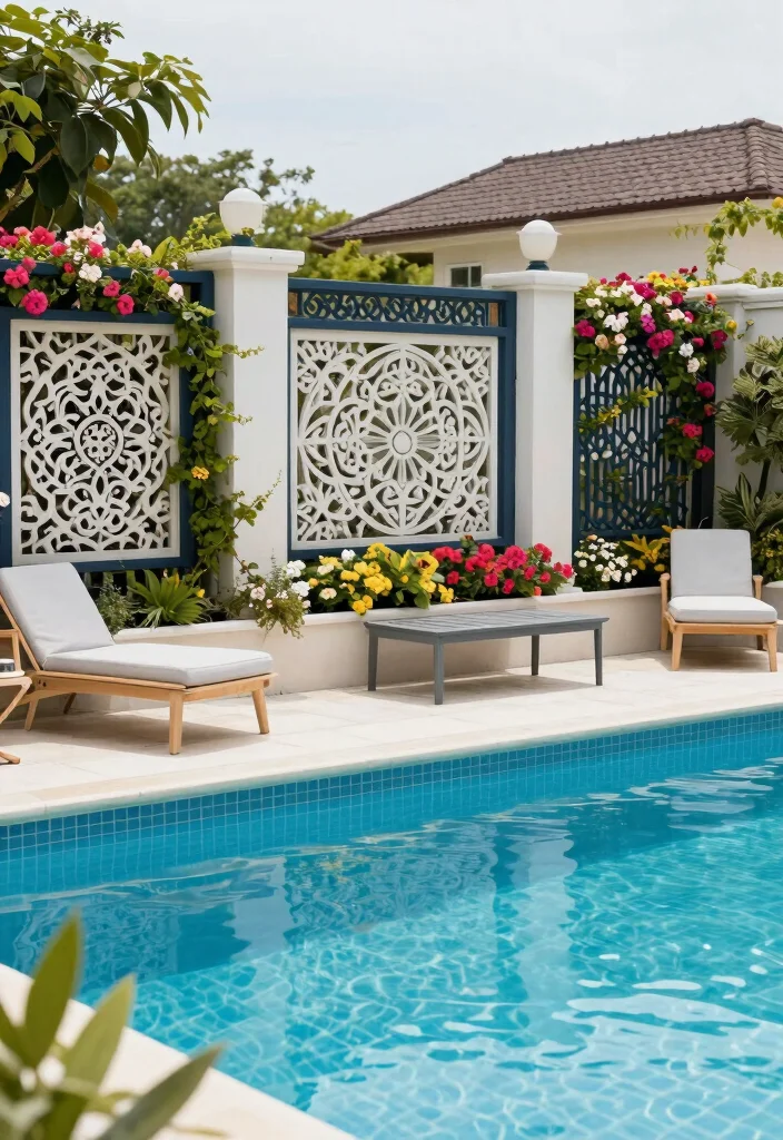 12 Swimming Pool Fence Ideas That Are Safe and Stylish 8. Decorative Pool Fencing 0