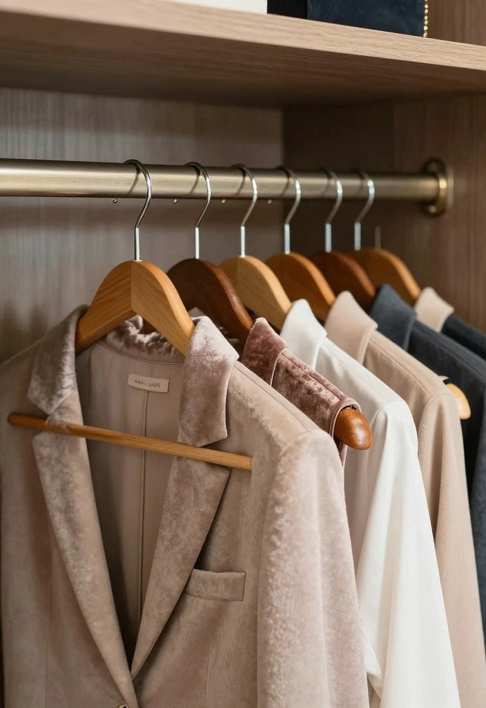 12 Walk In Closet Organization Ideas for a Clean and Functional Space 8. Use Stylish Hangers for a Cohesive Look 0
