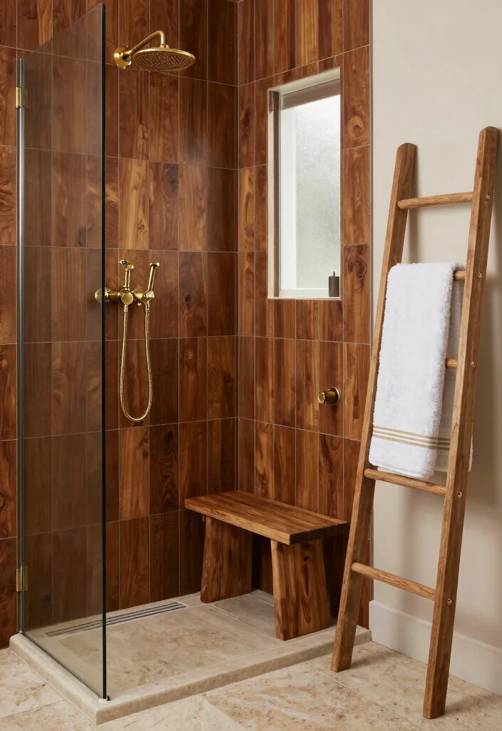 12 Wood Tile Shower Ideas for a Warm Natural Feel 1. Classic Cedar Wood Tile Shower 0