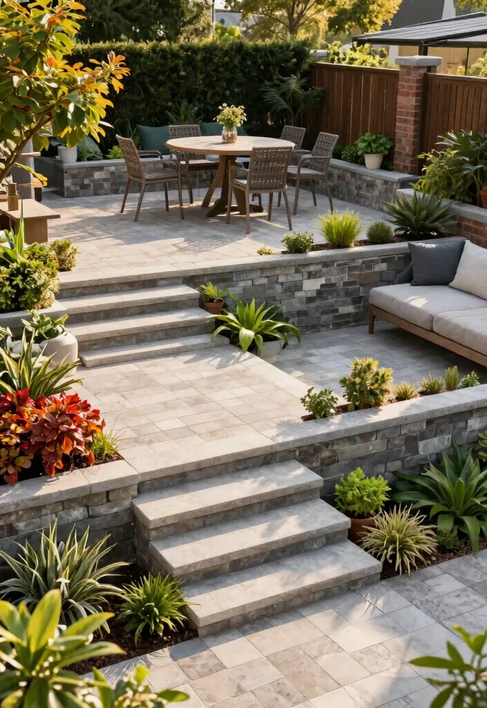 14 Backyard Paver Patio Ideas for Stylish Outdoor Living 67 14 Backyard Paver Patio Ideas for Stylish Outdoor Living - 7. Elevated Paver Design 1